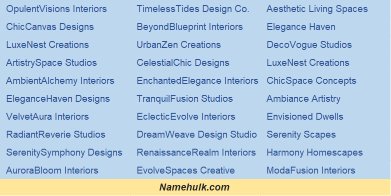 455+ Interior Design Company Names That You'll Adore
