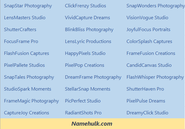 510+ Elegant Name Ideas for Your Photography Business