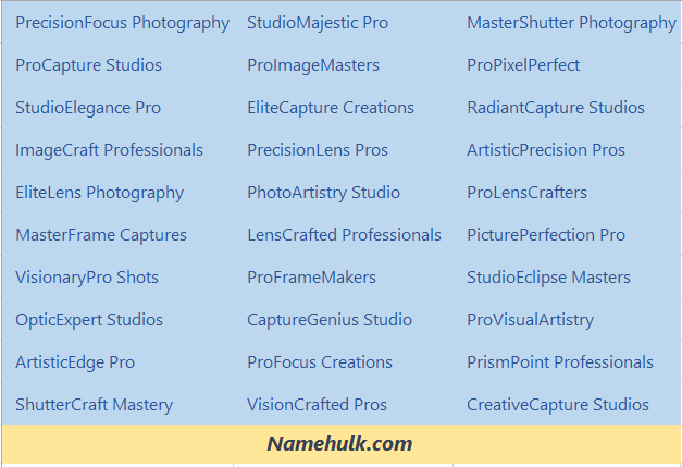 510+ Elegant Name Ideas for Your Photography Business