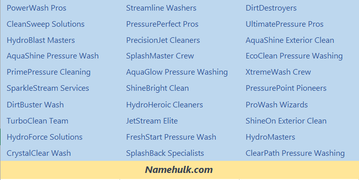 550+ Stand Out with These Eye-Catching Pressure Washing Business Name