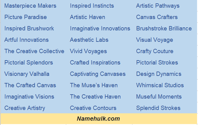 520+ Creative Art Company Name Ideas for You